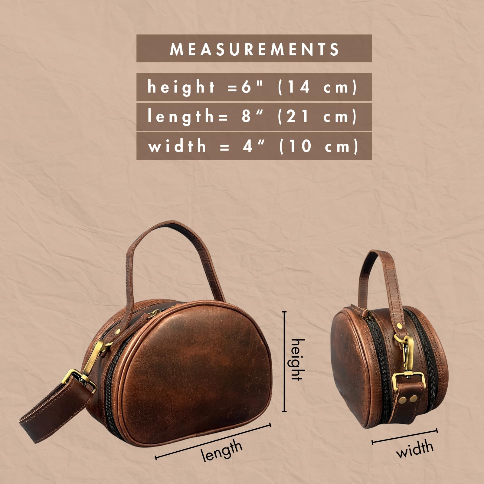 Madosh, Genuine Leather Brown Small Semi-Circle Shoulder Crossbody Bag with Top Handle Satchel Handbag for women.